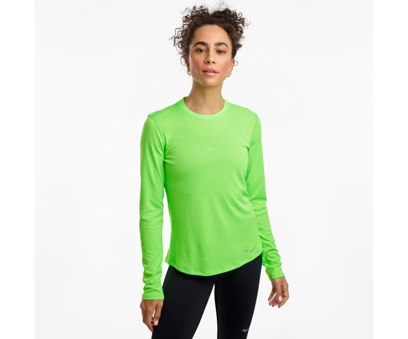 Camisas Saucony Stopwatch Long Sleeve Mujer Verdes | México 293UZGT